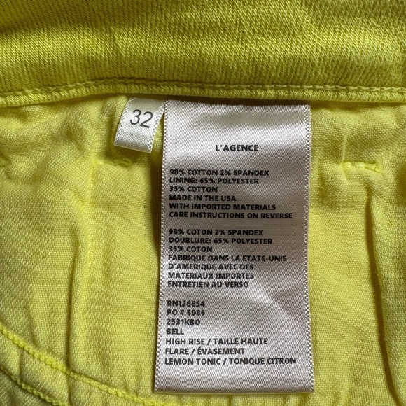 GUC L'AGENCE- Bell High Rise Flare Jeans in Color Lemon Tonic. Size 32 - Picture 4 of 10